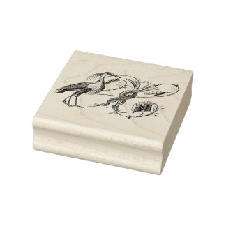 Witte Heron houten stempel