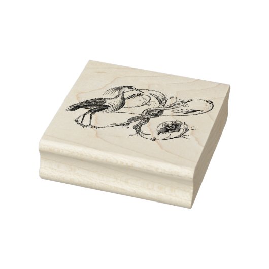 Witte Heron houten stempel (Stempel)