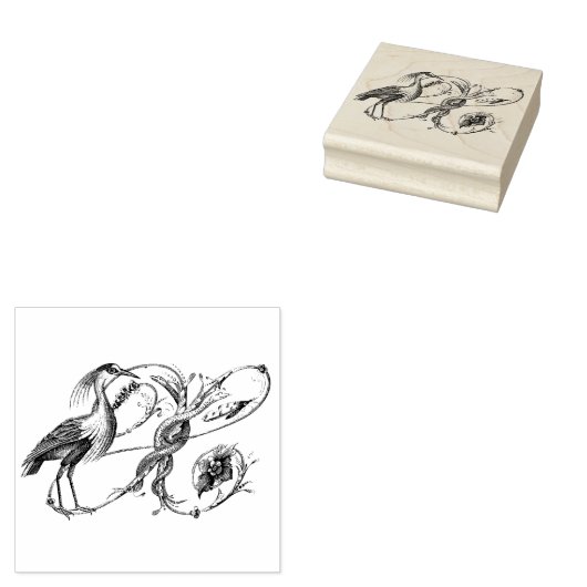 Witte Heron houten stempel (Gestempeld)