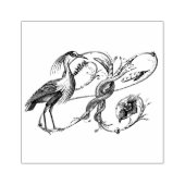 Witte Heron houten stempel (Afrduk)