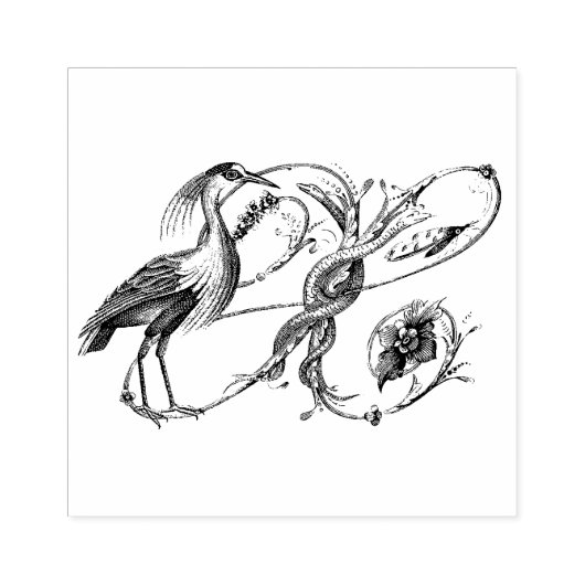 Witte Heron houten stempel (Afrduk)