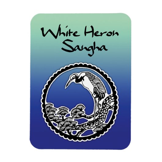 Witte Heron Sangha Koelkast Magneet 3x4" (Verticaal)