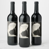 Witte Heron Winter bruiloft viering receptie Wijn Etiket (Flessen)