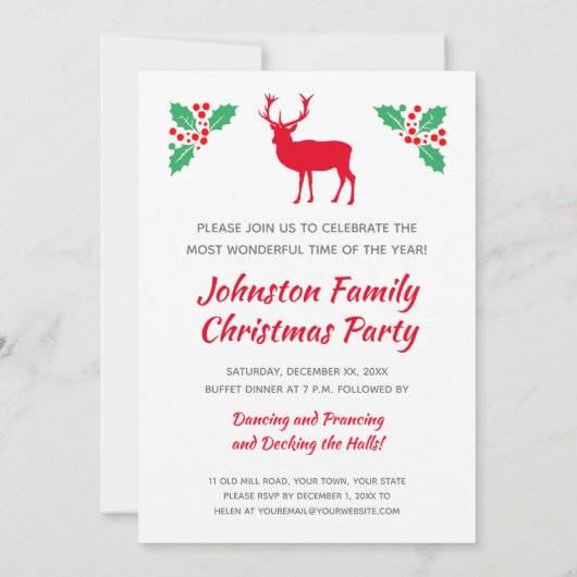 Witte hert kerstherten of rendierfeest kaart (Achterkant)