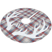 Witte Herten Antlers Winter Berry Plaid Monogram Kerstboom Rok (Gekanteld)