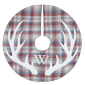 Witte Herten Antlers Winter Berry Plaid Monogram Kerstboom Rok (Voorkant)