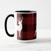 Witte herten buffel geruit landelijk country kerst mok (Links)