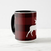 Witte herten buffel geruit landelijk country kerst mok (Voorkant links)