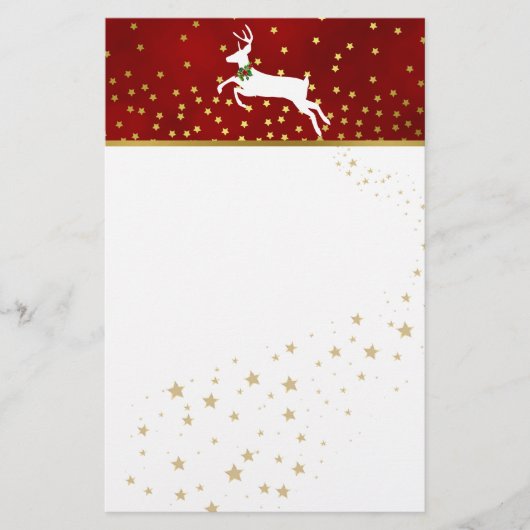 Witte Herten en Sterren Kerstmis Stationery Briefpapier (Voorkant)