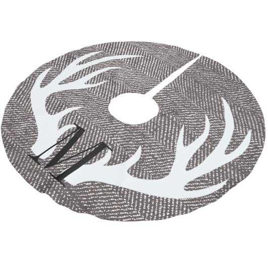 Witte herten gewei bruin visgraat-gepersonaliseerd kerstboom rok (Gekanteld)