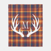 Witte herten gewei herfst geruite monogram fleece deken (Voorkant)