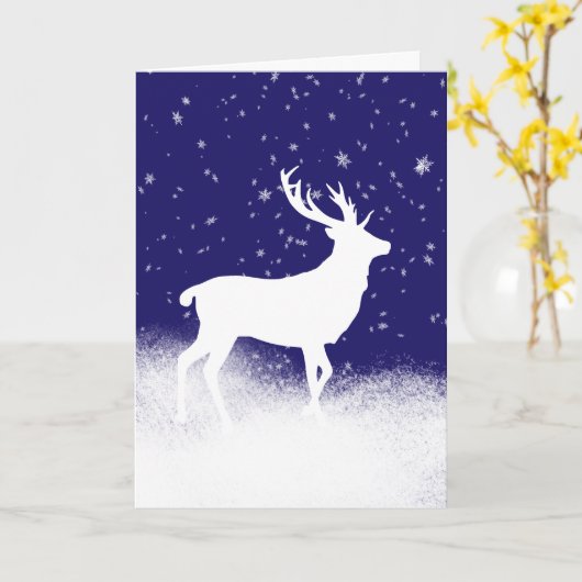 Witte herten in de sneeuw Kerstmis Kaart (Gele Bloem)