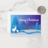 Witte Herten Kerst Kaart Notitiekaartje (Voorkant / Achterkant in situ)