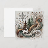 Witte herten Kerstkaart (Voorkant / Achterkant)