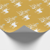 Witte herten met gestileerde boom in goud en wit cadeaupapier (Hoek)