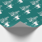 Witte herten met gestileerde boom in groen en wit cadeaupapier (Hoek)