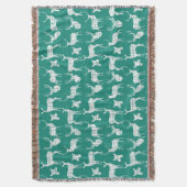 Witte Herten op Blauwgroen Gooi Deken (Voorkant Verticaal)