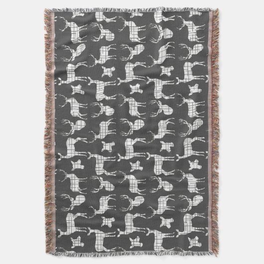 Witte Herten op Grijze Gooi Deken (Voorkant Verticaal)