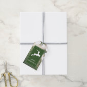 Witte Herten op Groene Gift Label Cadeaulabel (Met Touw)