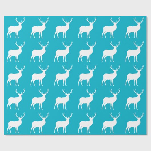 Witte Herten op Helder Blauw Verpakkend Document Cadeaupapier (Vlak)