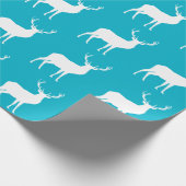 Witte Herten op Helder Blauw Verpakkend Document Cadeaupapier (Hoek)