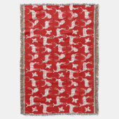 Witte Herten op Rode Gooi Deken (Voorkant Verticaal)