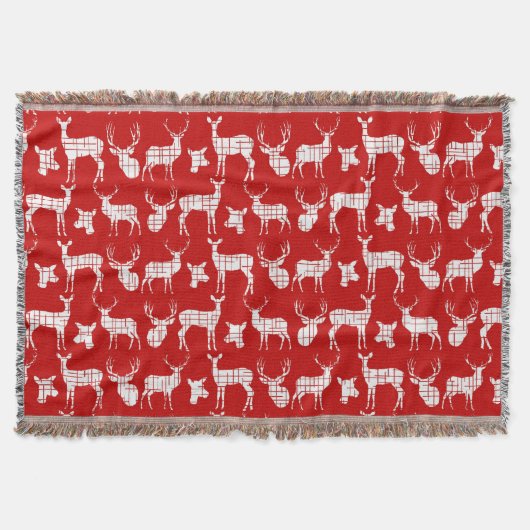 Witte Herten op Rode Gooi Deken (Voorkant)