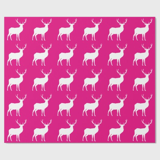Witte herten op roze inpakpapier (Vlak)