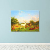 Witte herten open veld natuur wilde dieren canvas afdruk (Insitu (Houten vloer))