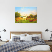 Witte herten open veld natuur wilde dieren canvas afdruk (Insitu (Slaapkamer))