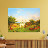 Witte herten open veld natuur wilde dieren canvas afdruk (Insitu (Woonkamer))