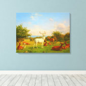 Witte herten open veld natuur wildlife canvas afdruk (Insitu (Houten vloer))