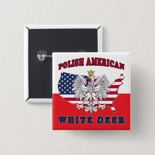 Witte Herten Texas Pools Amerikaans Vierkante Button 5,1 Cm (Voorkant /achterkant)