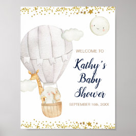Witte Hete Luchtballon Oerwoud Baby shower Welkom Poster