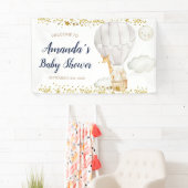 Witte Hete Luchtballon Oerwoud Baby shower Welkom Spandoek (Insitu)