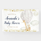 Witte Hete Luchtballon Oerwoud Baby shower Welkom Spandoek (Horizontaal)