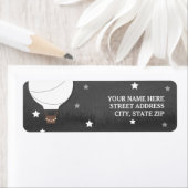 Witte heteluchtballon + Sterren retourlabel Etiket (Insitu)