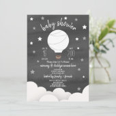 Witte heteluchtballon + sterren zwart + witte douc kaart (Staand voorkant)