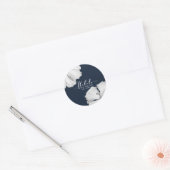 Witte Hibiscus Blauw Tropische Bruiloft Favor Maha Ronde Sticker (Envelop)