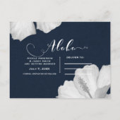 Witte Hibiscus Blauwe Tropische Save the Date Aankondigingskaart (Achterkant)