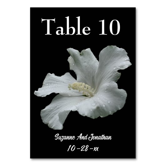 Witte Hibiscus bloem bruiloft Kaart (Achterkant)