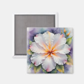 witte hibiscus bloem magneet (Voorkant / Achterkant)