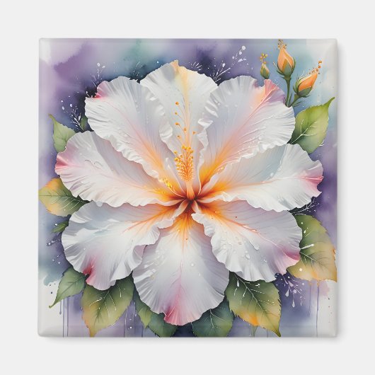 witte hibiscus bloem magneet (Voorkant)