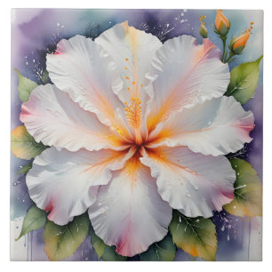 witte hibiscus bloem tegel tegeltje