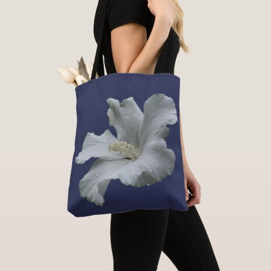 Witte Hibiscus Bloem Tote Bag (Dichtbij)