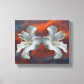 Witte Hibiscus-bloemen op dramatische hemel Canvas Afdruk (Voorkant)