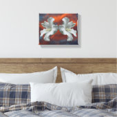 Witte Hibiscus-bloemen op dramatische hemel Canvas Afdruk (Insitu (Slaapkamer))