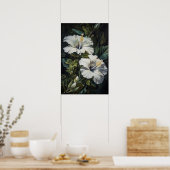 Witte Hibiscus Bloemenkunst Print Poster (Keuken)