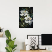 Witte Hibiscus Bloemenkunst Print Poster (Thuiskantoor)