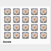 witte hibiscus bloemstickers vierkante sticker (Vel)